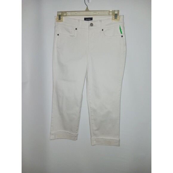 NYDJ Pants - NYDJ Marilyn Straight Crop Jeans Womens‎ 4 Cuffed Optic White MCFO2108 LiftxTuck
